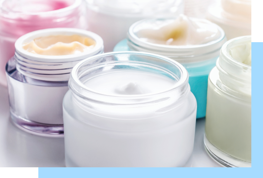 cosmetic-adverse A variety of colorful skincare products
