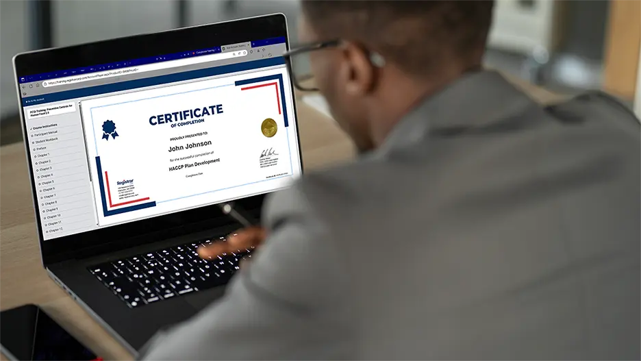 professional-training-user-earning-certificate2 FSQA professional receiving certificate from Registrar online professional training